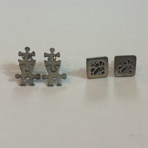 Sterling Silver Stud Earrings 2 pairs